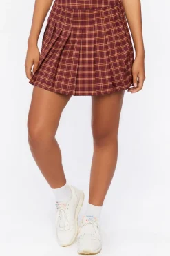 Pleated Plaid Mini Skirt