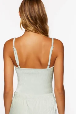 Pleated Velvet Cami Bodysuit