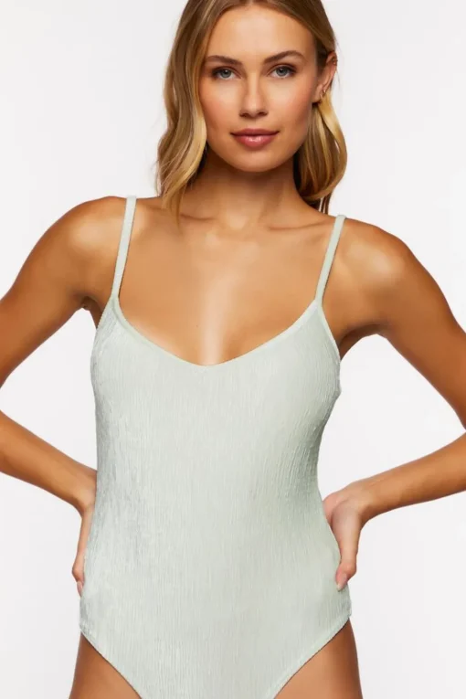 Pleated Velvet Cami Bodysuit