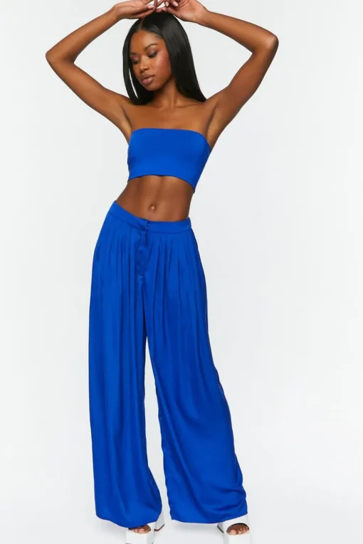 Pleated Wide-Leg Palazzo Pants