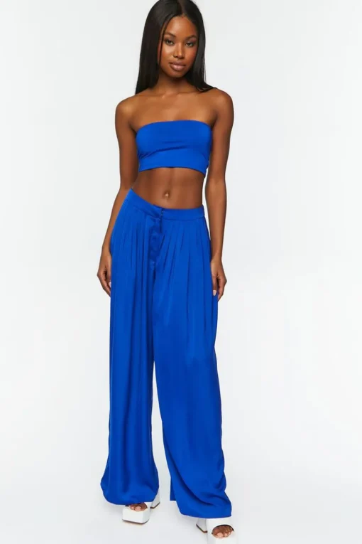 Pleated Wide-Leg Palazzo Pants
