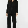 Plisse Lettuce-Edge Wide-Leg Pants