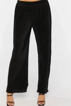 Plisse Lettuce-Edge Wide-Leg Pants