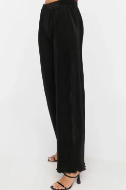 Plisse Lettuce-Edge Wide-Leg Pants