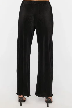 Plisse Lettuce-Edge Wide-Leg Pants