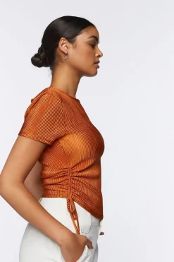 Plisse Ruched Drawstring Tee