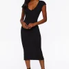 Plunging Bodycon Midi Dress