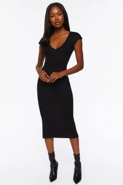 Plunging Bodycon Midi Dress