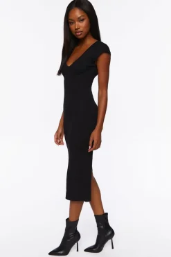 Plunging Bodycon Midi Dress
