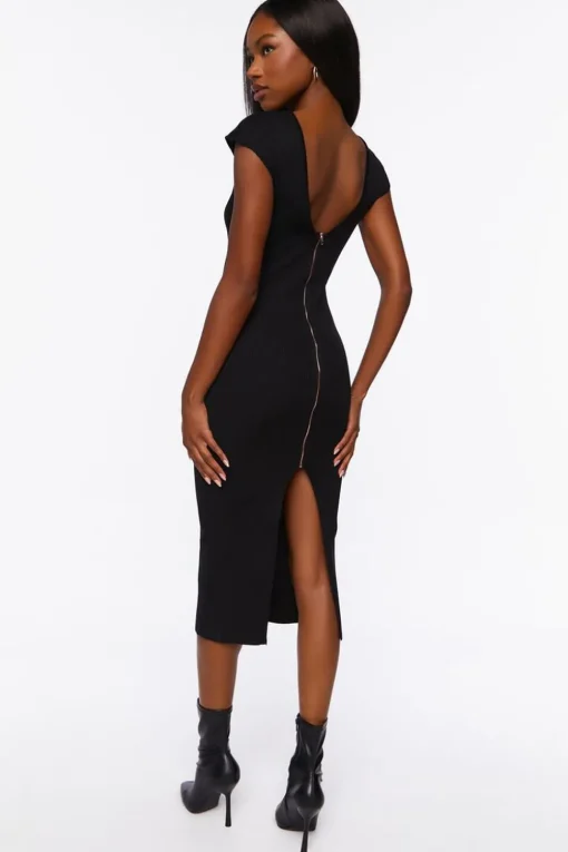 Plunging Bodycon Midi Dress