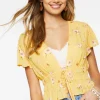 Plunging Floral Print Top