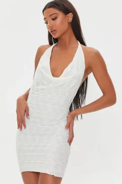 Plunging Halter Bodycon Mini Dress