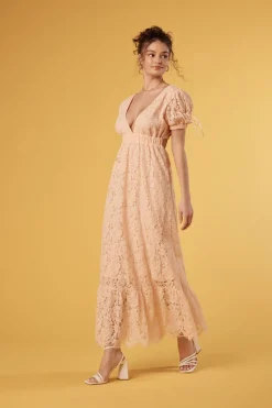Plunging Lace Maxi Dress