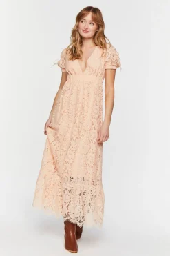 Plunging Lace Maxi Dress