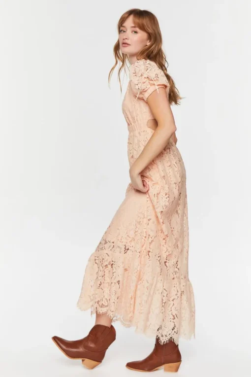 Plunging Lace Maxi Dress