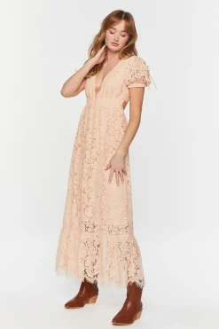 Plunging Lace Maxi Dress
