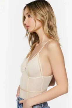 Plunging Mesh Caged Bodysuit