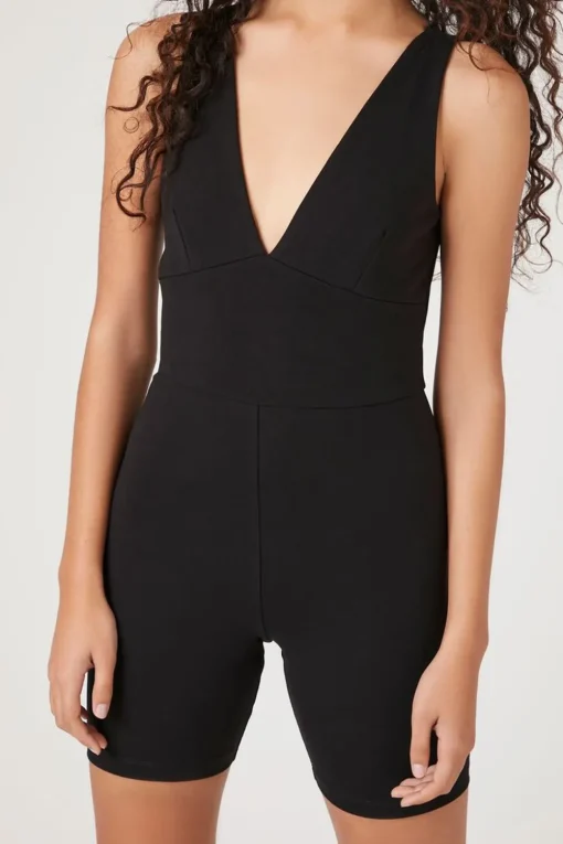 Plunging Sleeveless Romper