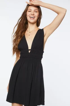 Plunging Strappy Mini Dress