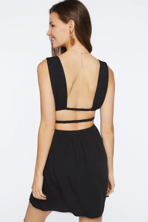 Plunging Strappy Mini Dress