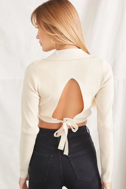 Plunging Tie-Back Crop Top