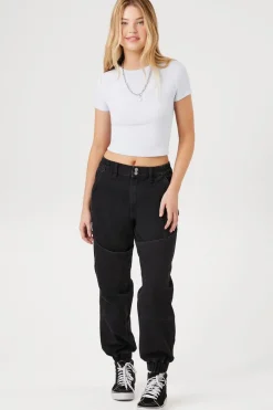 Pocket High-Rise Denim Joggers