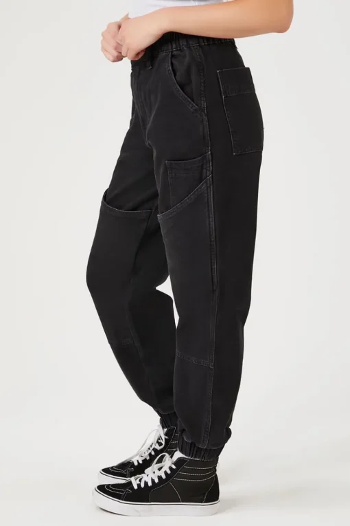 Pocket High-Rise Denim Joggers