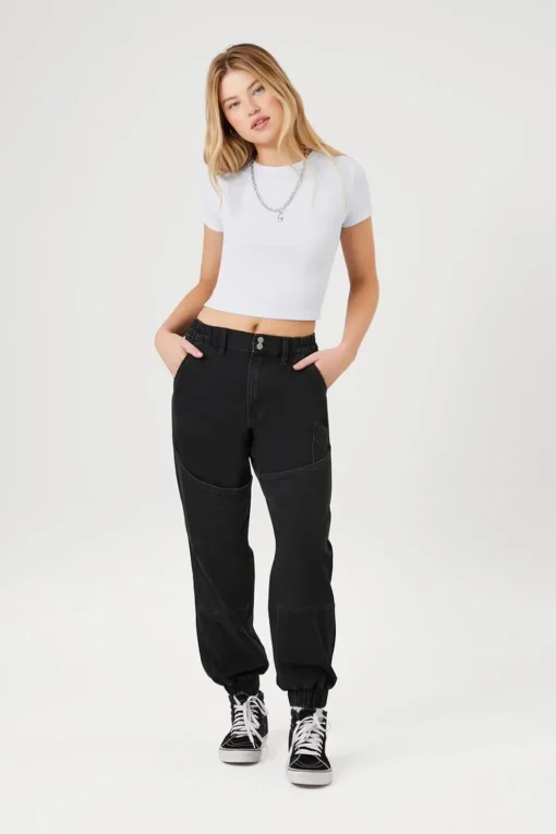 Pocket High-Rise Denim Joggers