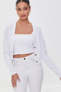 Pointelle Knit Cardigan Sweater