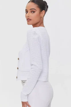 Pointelle Knit Cardigan Sweater