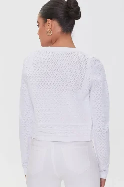 Pointelle Knit Cardigan Sweater