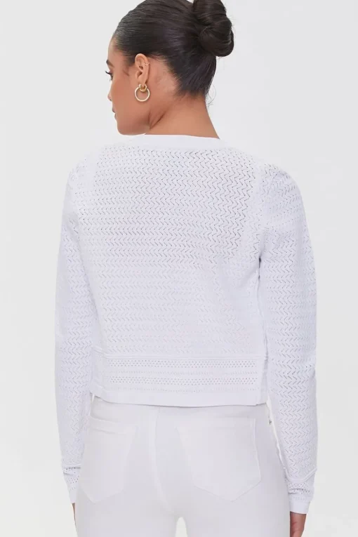 Pointelle Knit Cardigan Sweater