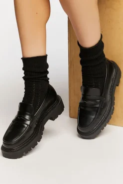 Pointelle Knit Crew Socks