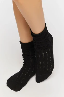 Pointelle Knit Crew Socks