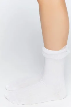 Polka Dot Lace-Trim Crew Socks
