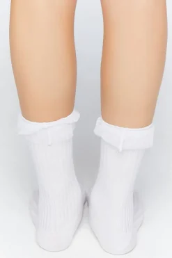 Polka Dot Lace-Trim Crew Socks
