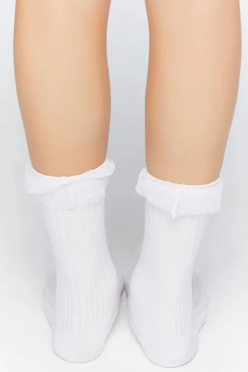 Polka Dot Lace-Trim Crew Socks