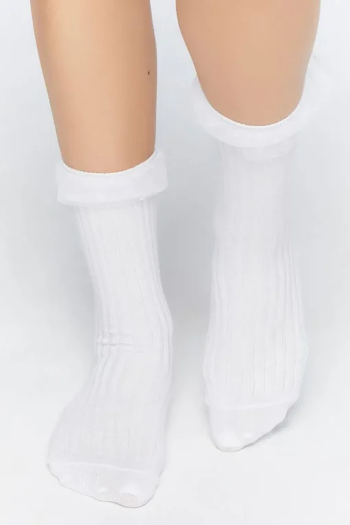 Polka Dot Lace-Trim Crew Socks
