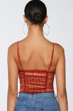Polka Dot Mesh Ruffled Bodysuit