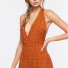 Polka Dot Print Halter Romper