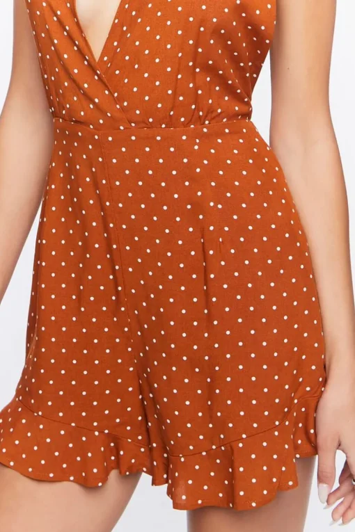 Polka Dot Print Halter Romper