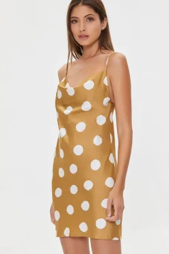 Polka Dot Print Satin Mini Dress