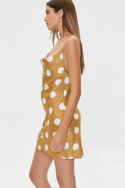 Polka Dot Print Satin Mini Dress