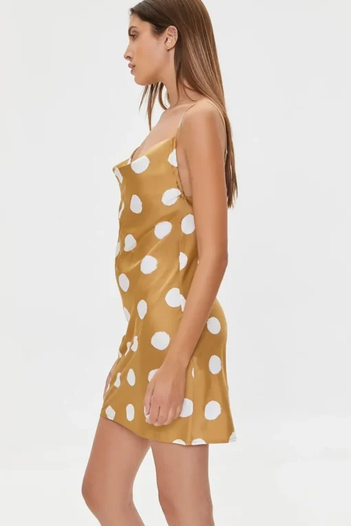 Polka Dot Print Satin Mini Dress