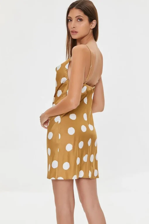 Polka Dot Print Satin Mini Dress