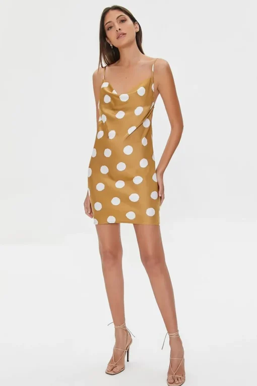 Polka Dot Print Satin Mini Dress