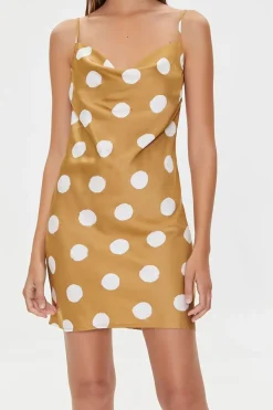 Polka Dot Print Satin Mini Dress
