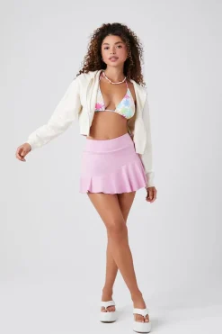Ponte Pleated Mini Skirt