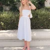 Poplin Cutout Fit & Flare Midi Dress