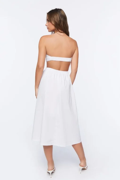 Poplin Cutout Fit & Flare Midi Dress